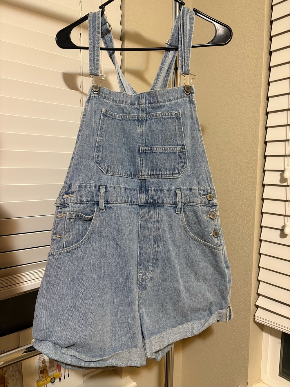 Light Blue Denim Short Overalls - Classic Casual One-Piece